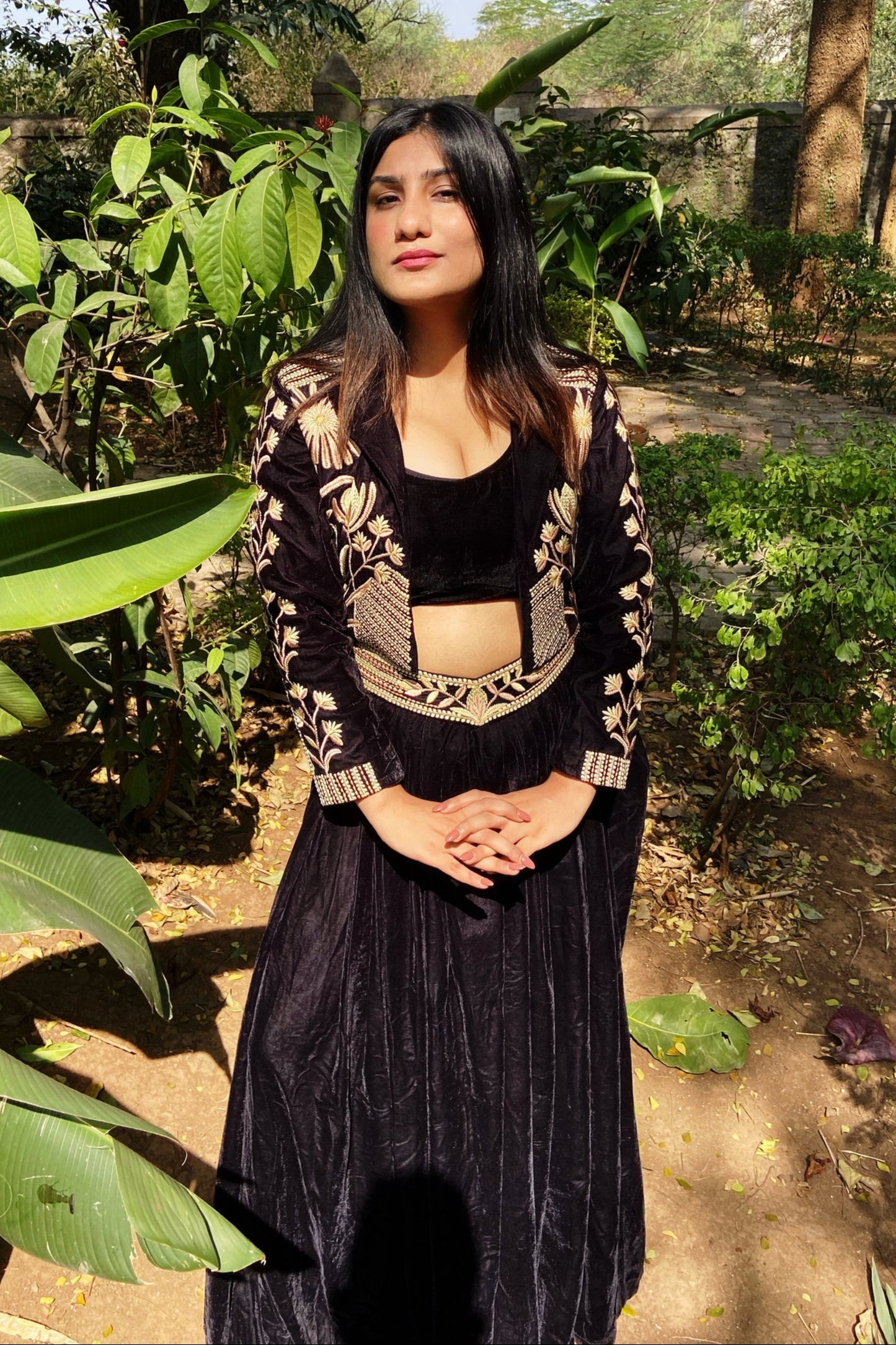 Raatkalli Cropped Blazer & Skirt/Dhoti Set