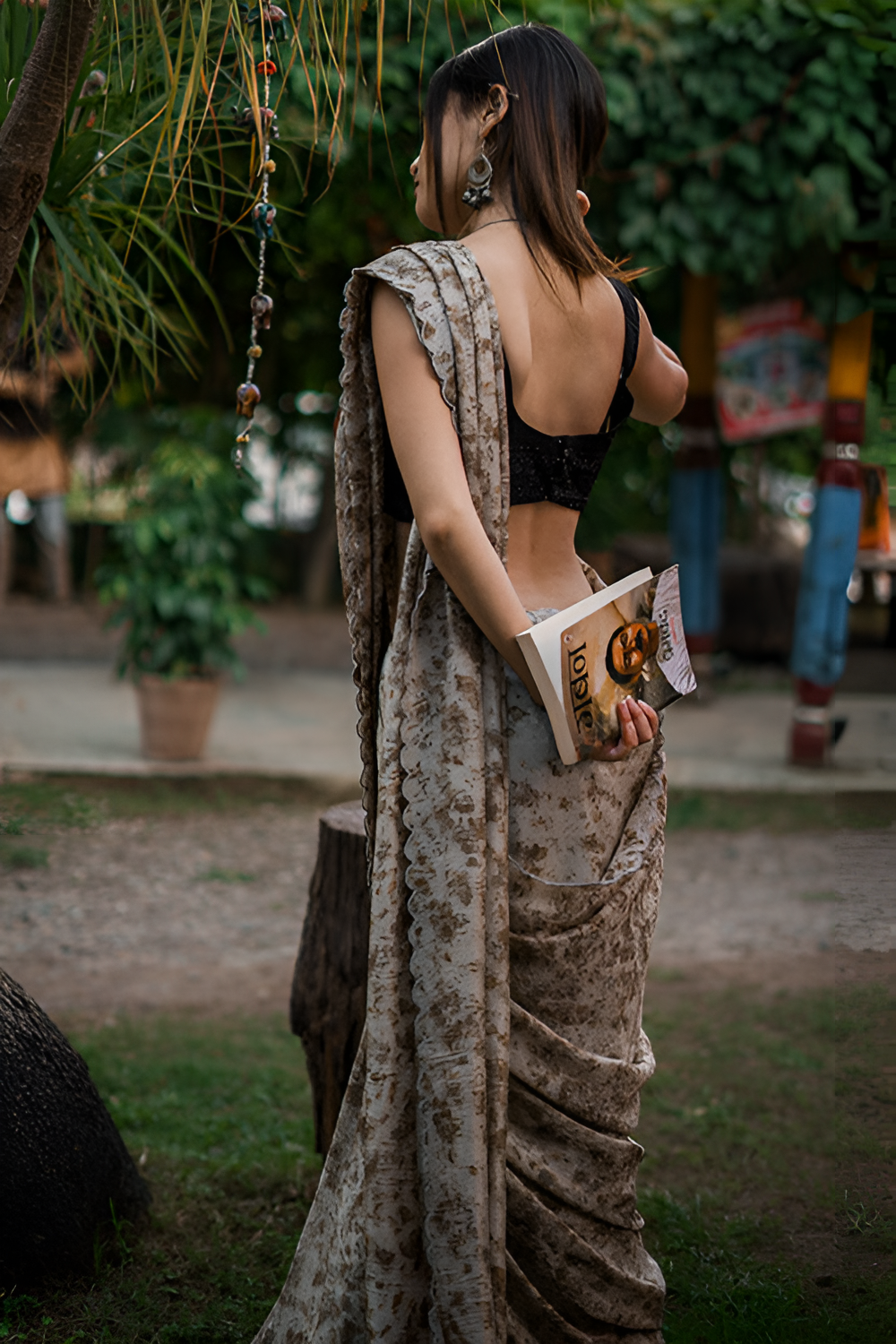 Natural Flower Dyed Rose Habutai Silk Saree