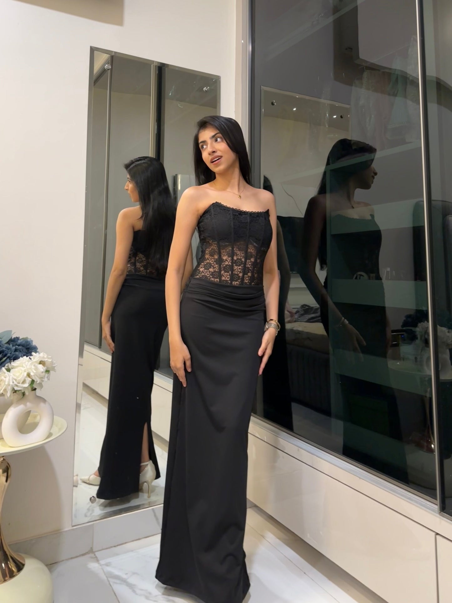 Lacy Midnight Corset Gown
