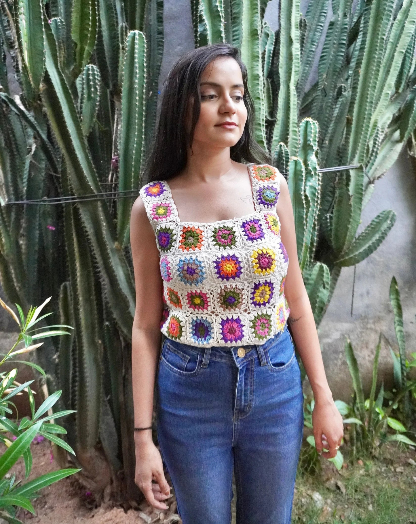 White Floral Crochet Top