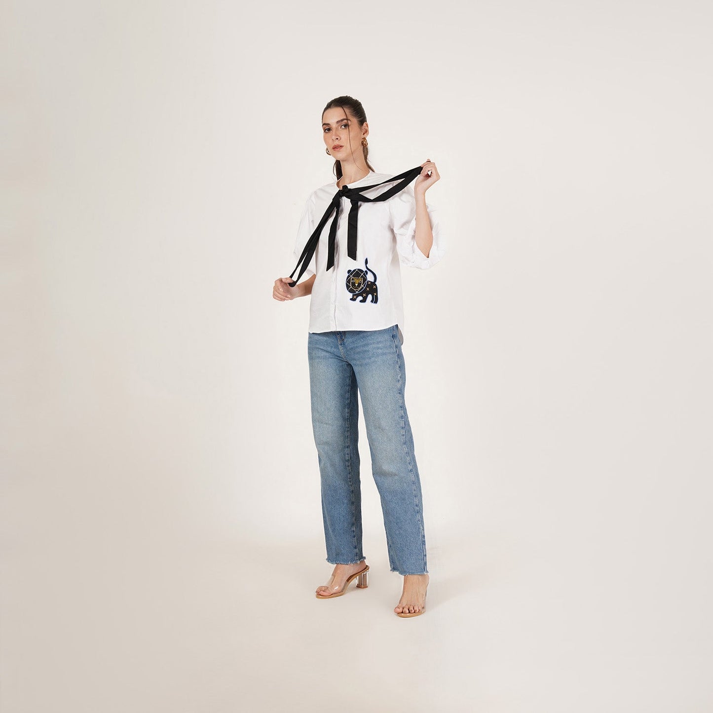 Embroidered Simba Bow Shirt