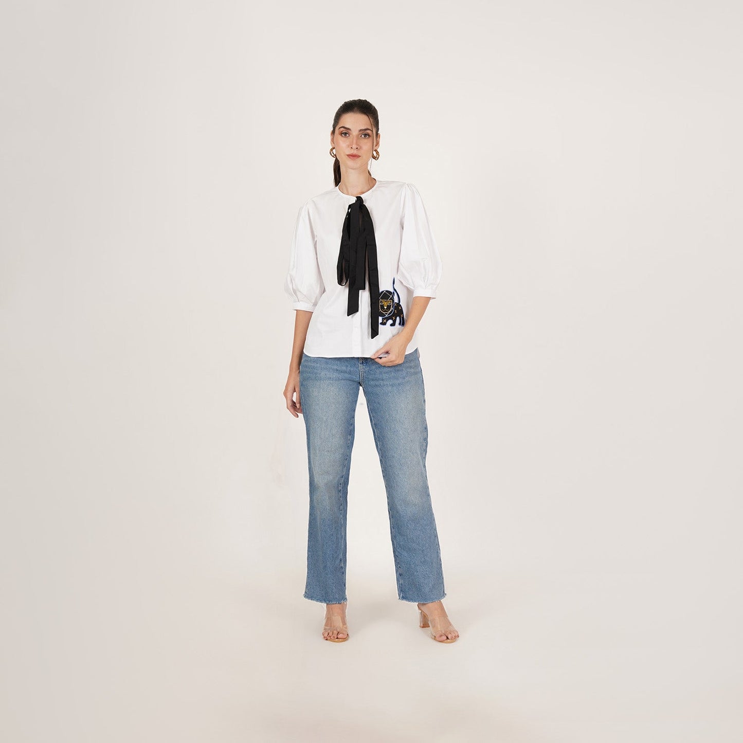 Embroidered Simba Bow Shirt