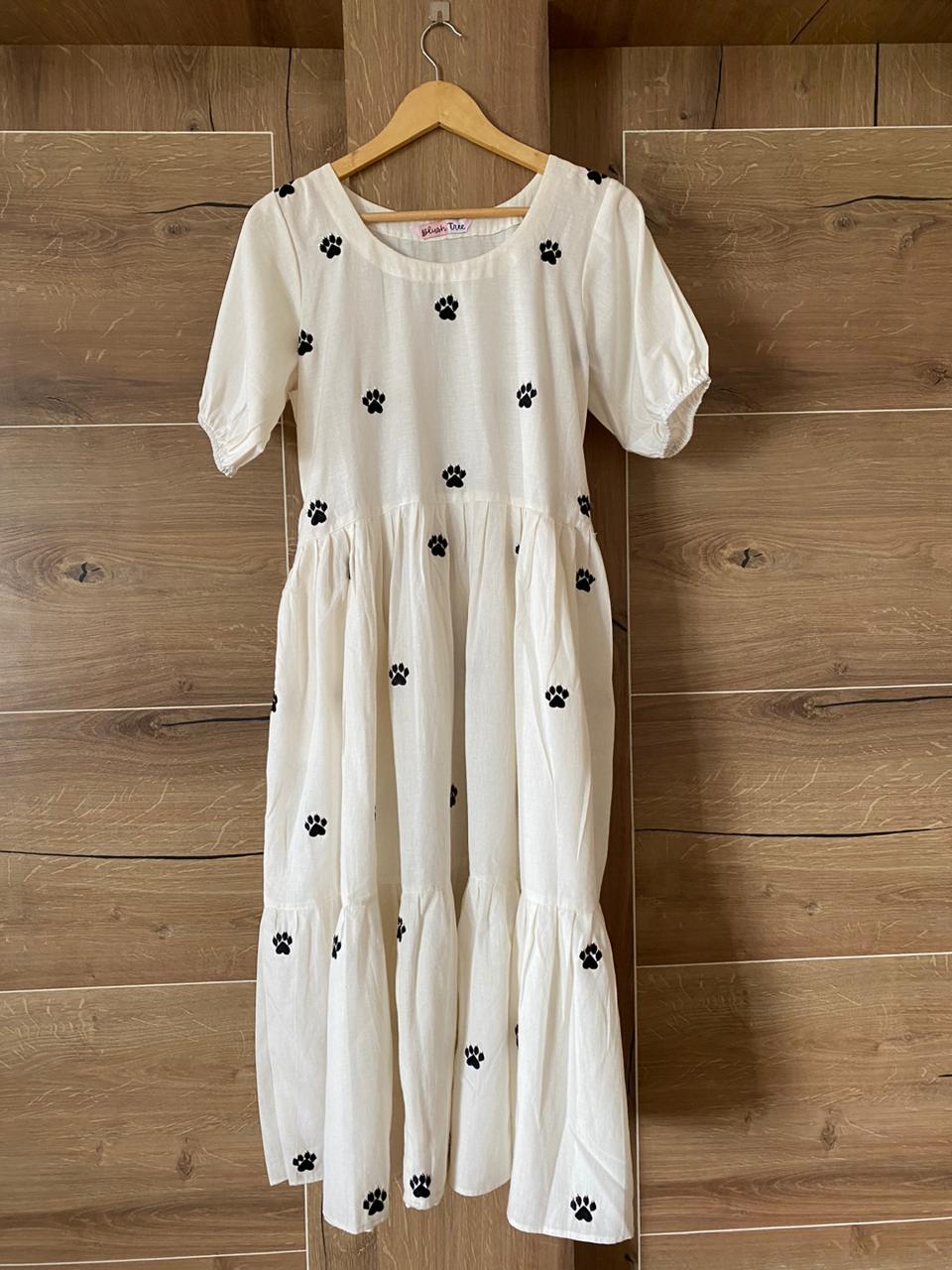 Pawsome Embroidered Cotton Dress