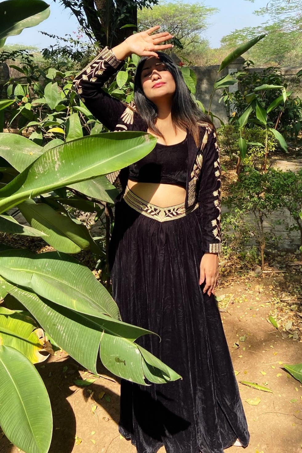 Raatkalli Cropped Blazer & Skirt/Dhoti Set