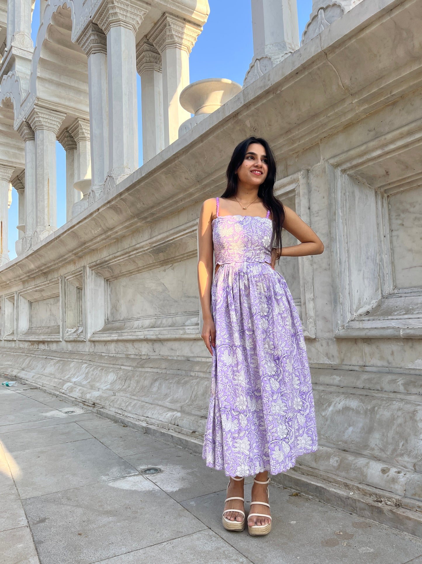 Laura Lavender Midi Dress