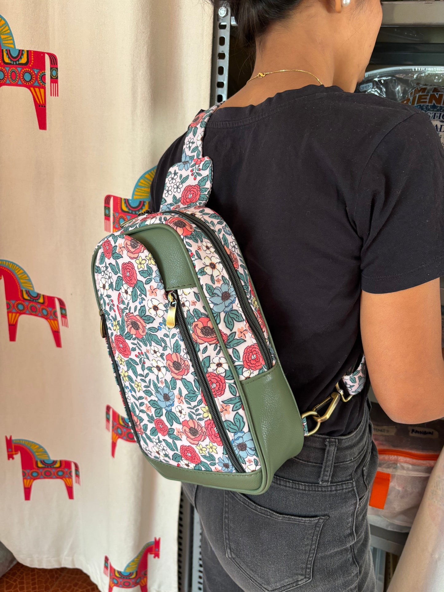 Floral Charm Chest & Back Handcrafted Backpack