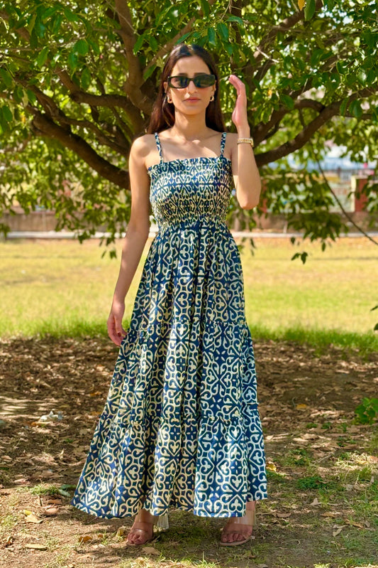 Blue Horizon Printed Navy Dress