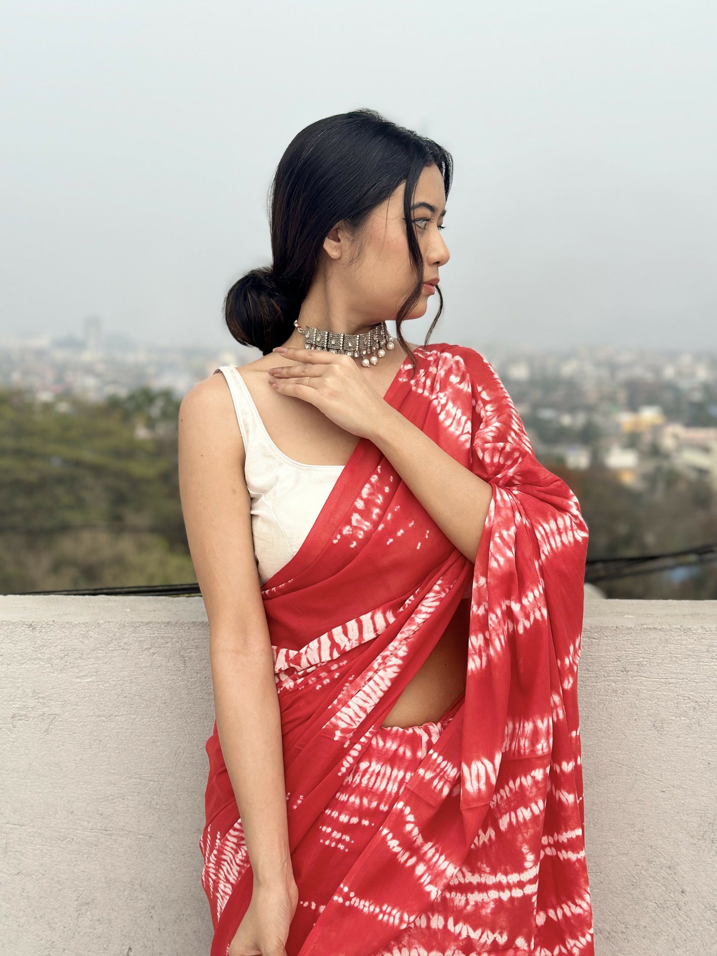 Tie & Dye Shibori Mulmul Cotton Saree