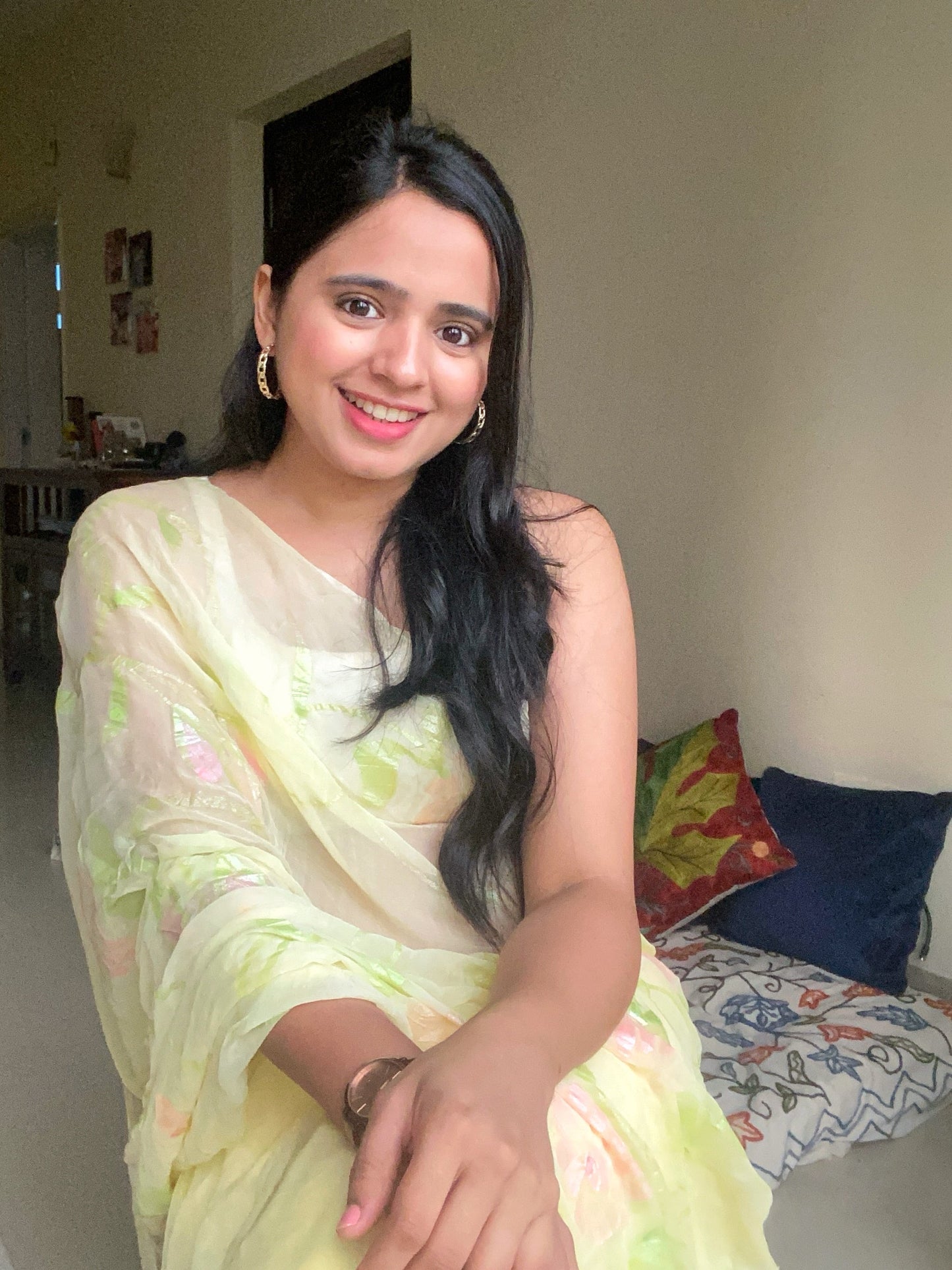Gulabo - Handpainted Ready To Wear Chiffon Saree