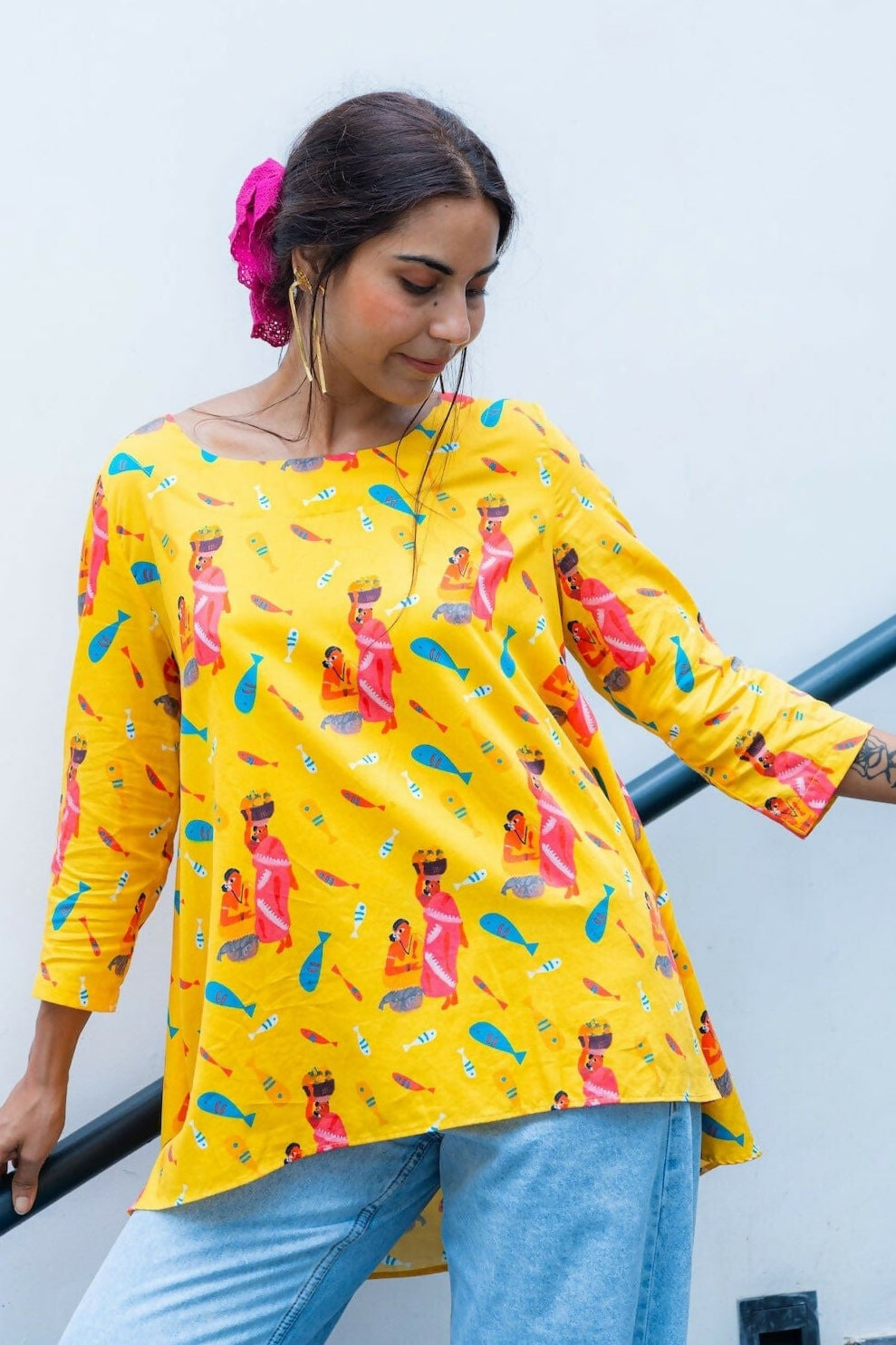 Goa_inspired_100_percent_cotton_tunic_for_women_in_bright_yellow_3750x