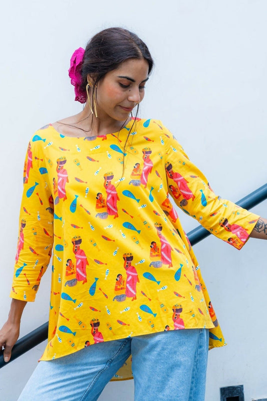 Goa_inspired_100_percent_cotton_tunic_for_women_in_bright_yellow_3750x