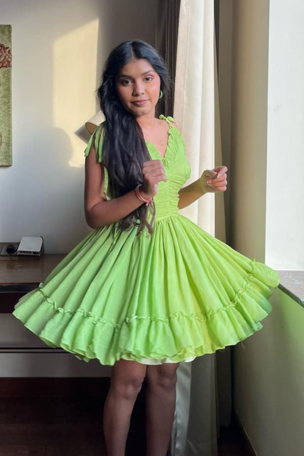 Pista Green Flare Dress