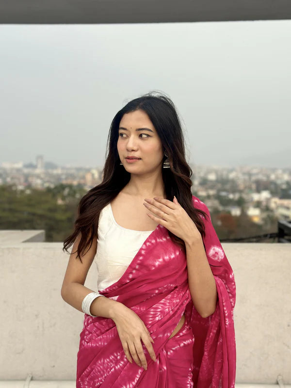 Tie & Dye Shibori Mulmul Cotton Saree