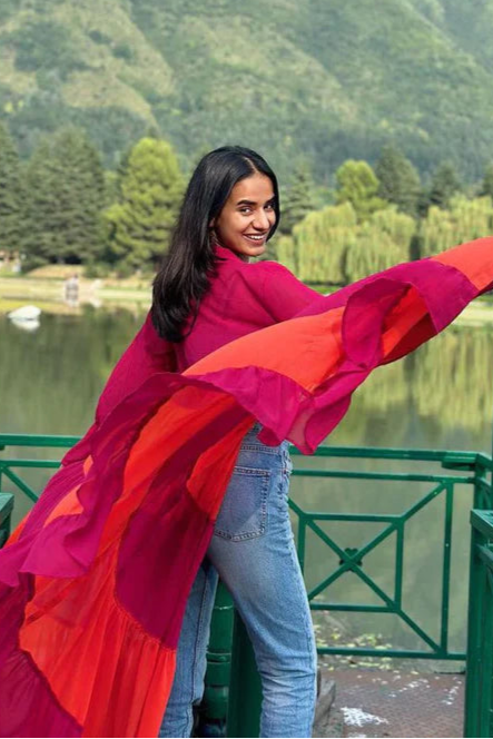 Pink & Orange Georgette Superhero Cape