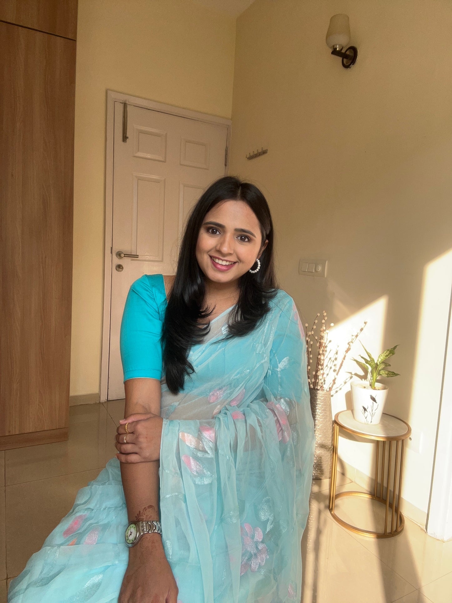 Gulabo - Handpainted Ready To Wear Chiffon Saree