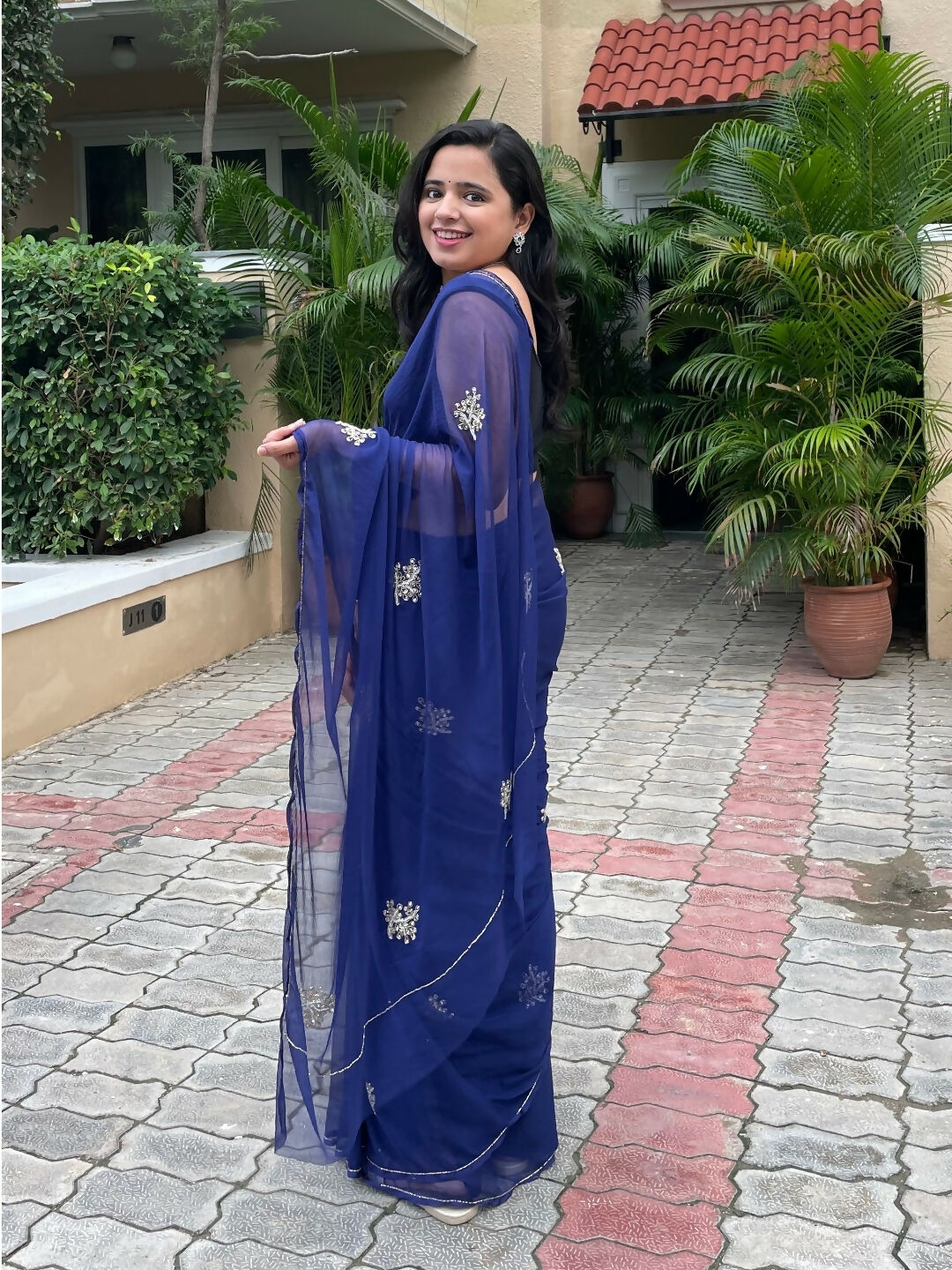 Juhi Evening Embroidered Chiffon 1-Minute Saree