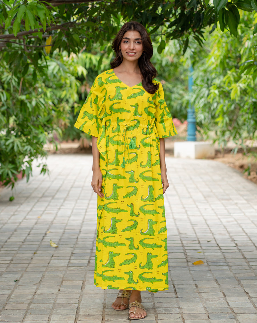 Agar Magar Hand Block Printed Cotton Kaftan