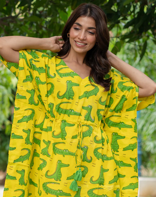 Agar Magar Hand Block Printed Cotton Kaftan