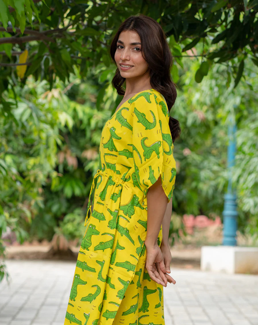 Agar Magar Hand Block Printed Cotton Kaftan