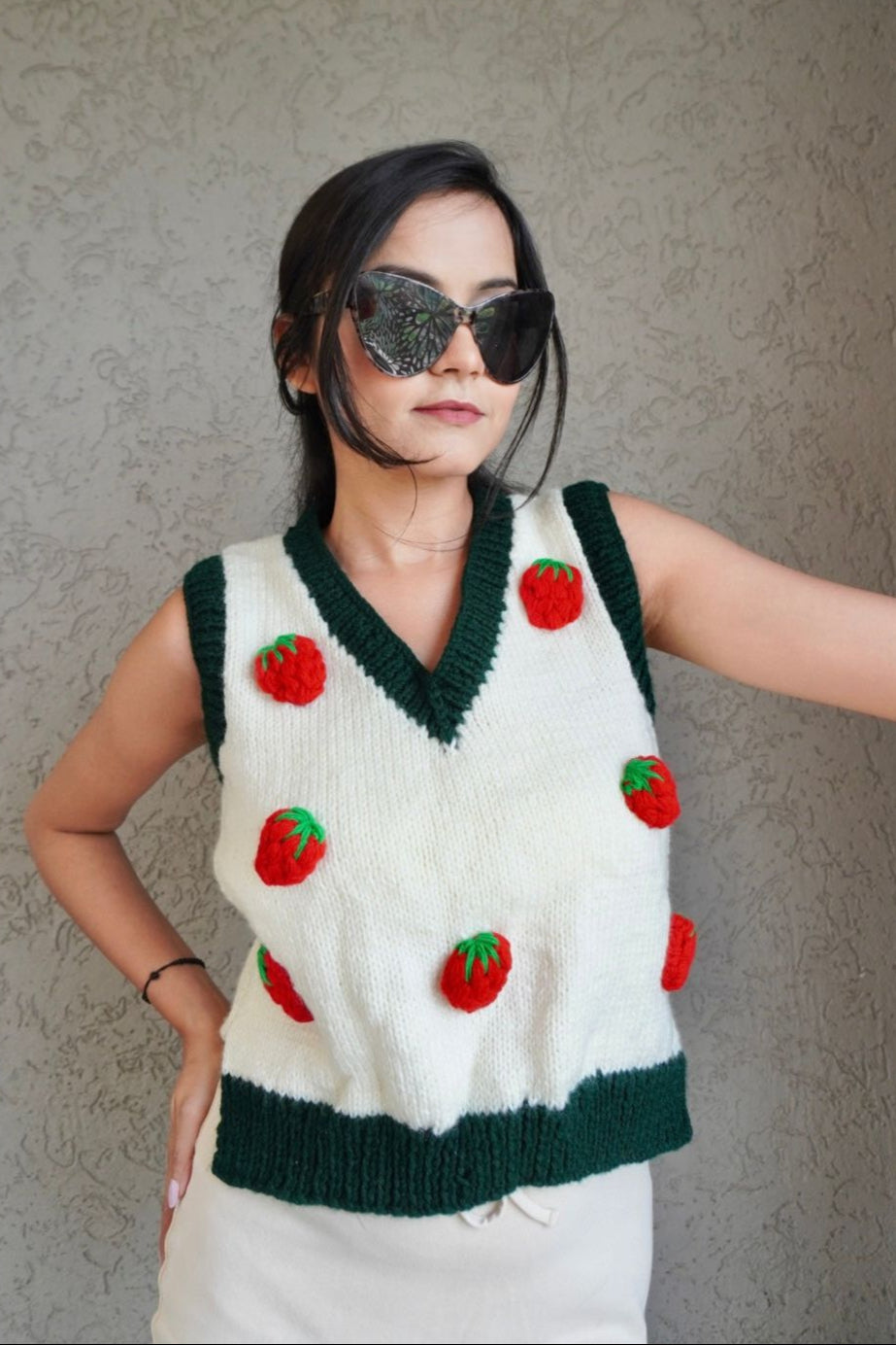 Strawberry White Vest