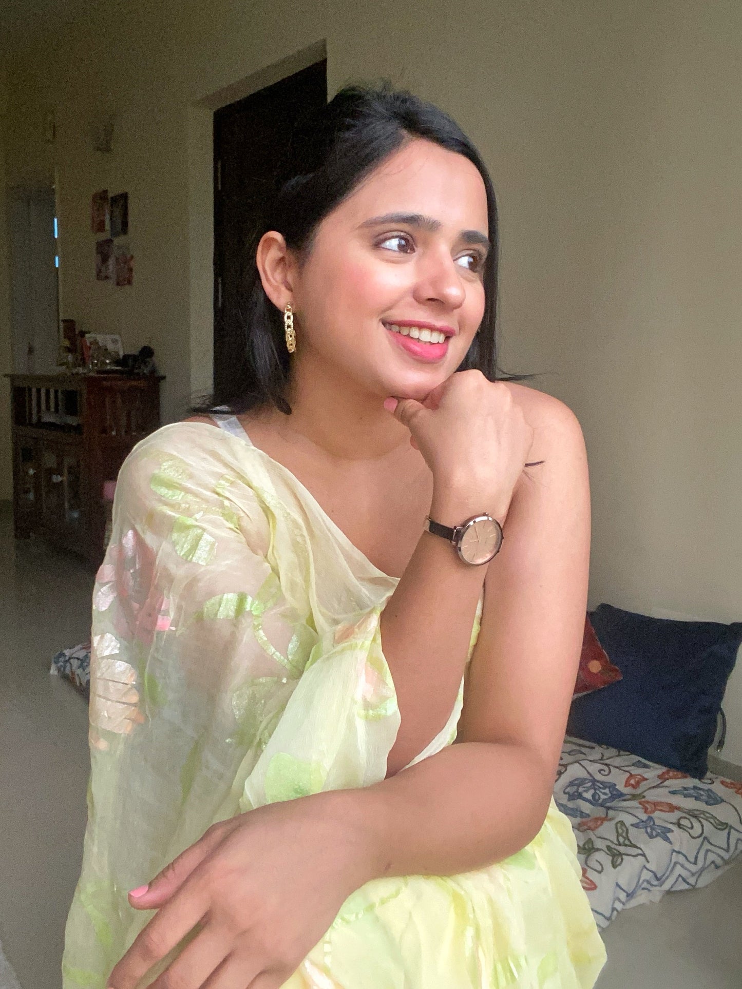 Gulabo - Handpainted Ready To Wear Chiffon Saree