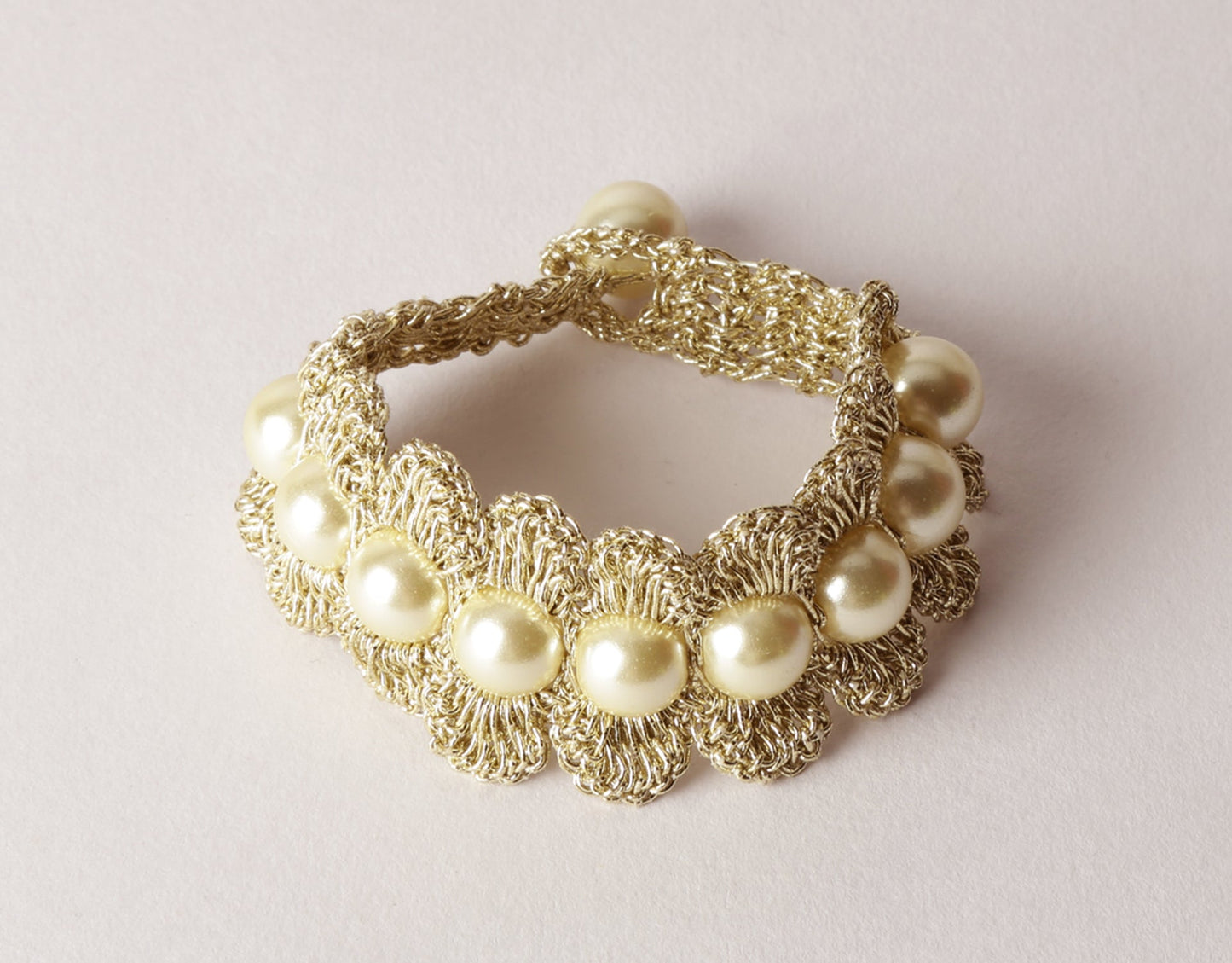 Handmade Metallic Finish Pearl Bracelet