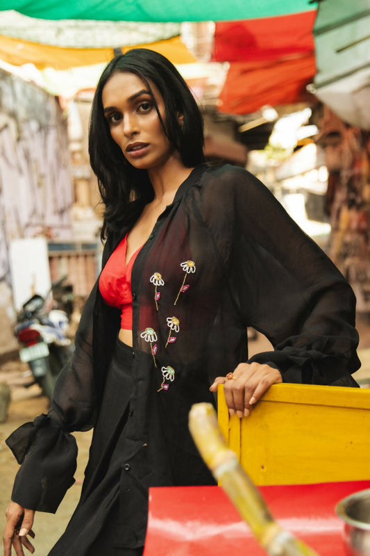 Pheonix Organza Black Handembroidery Shirt