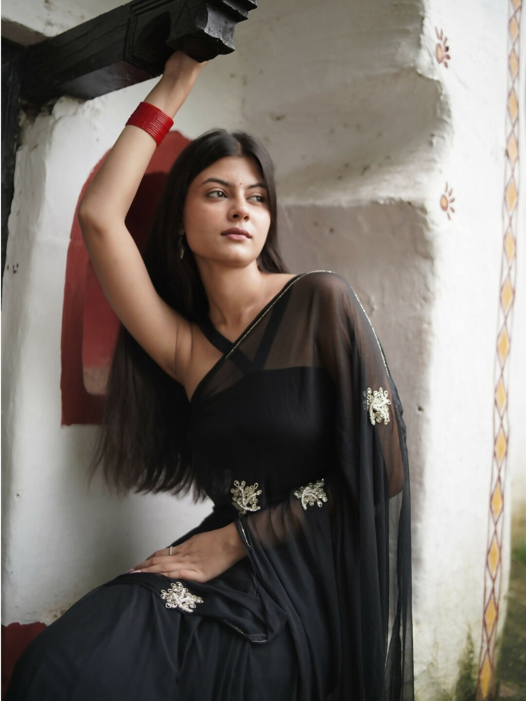 Juhi Evening Embroidered Chiffon 1-Minute Saree