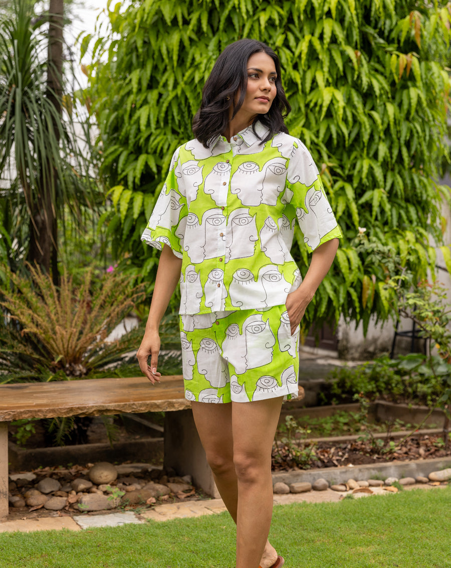 Chehre Shortees - Soft Cotton Shirt & Shorts Set
