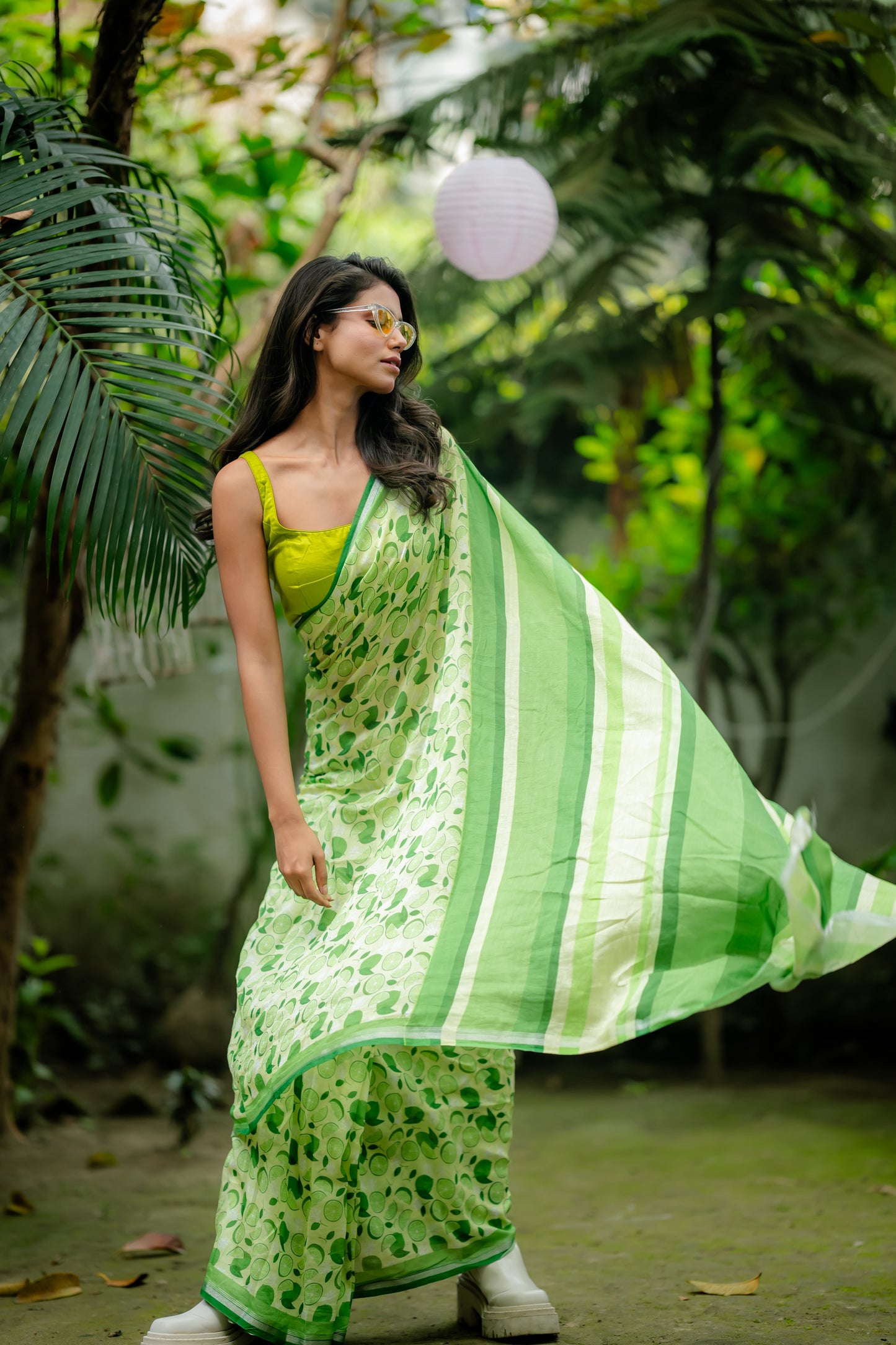 Lime And Lemon Print Saree