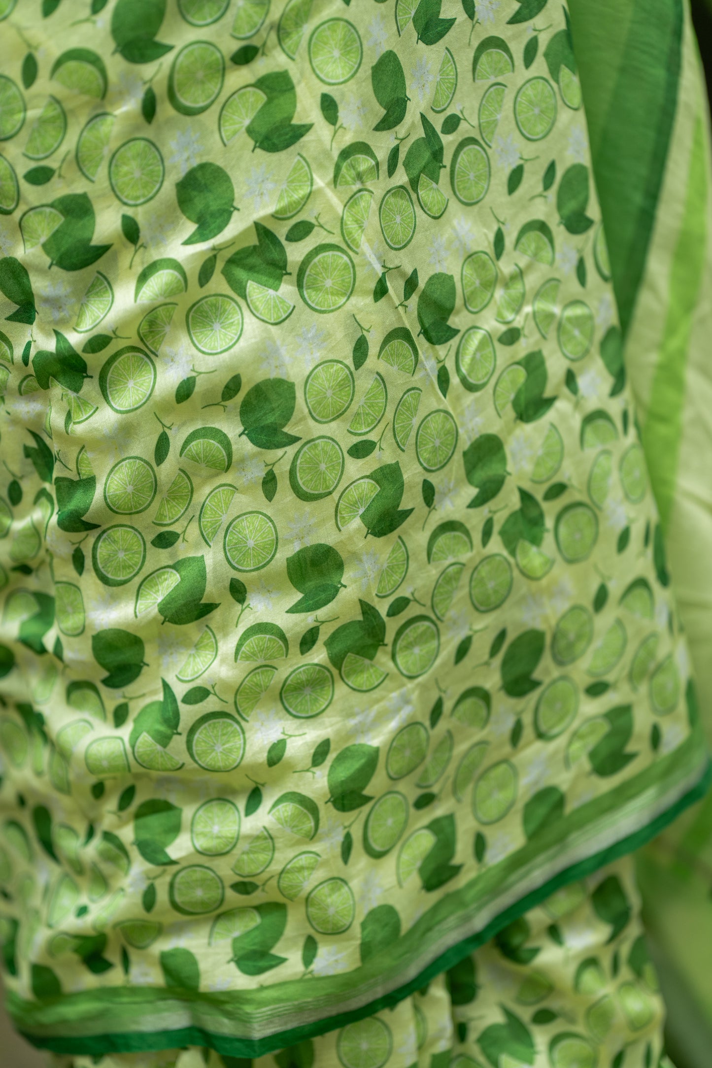 Lime And Lemon Print Saree