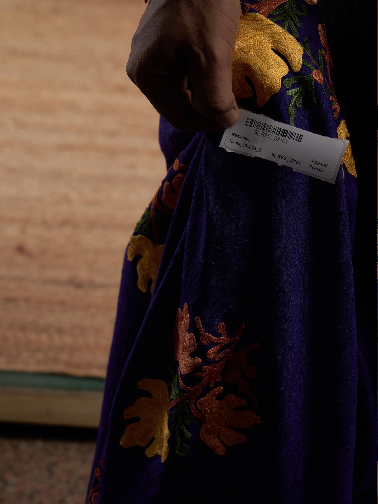 Deep Purple Aari Embroidered Kashmiri Kaftan - Long