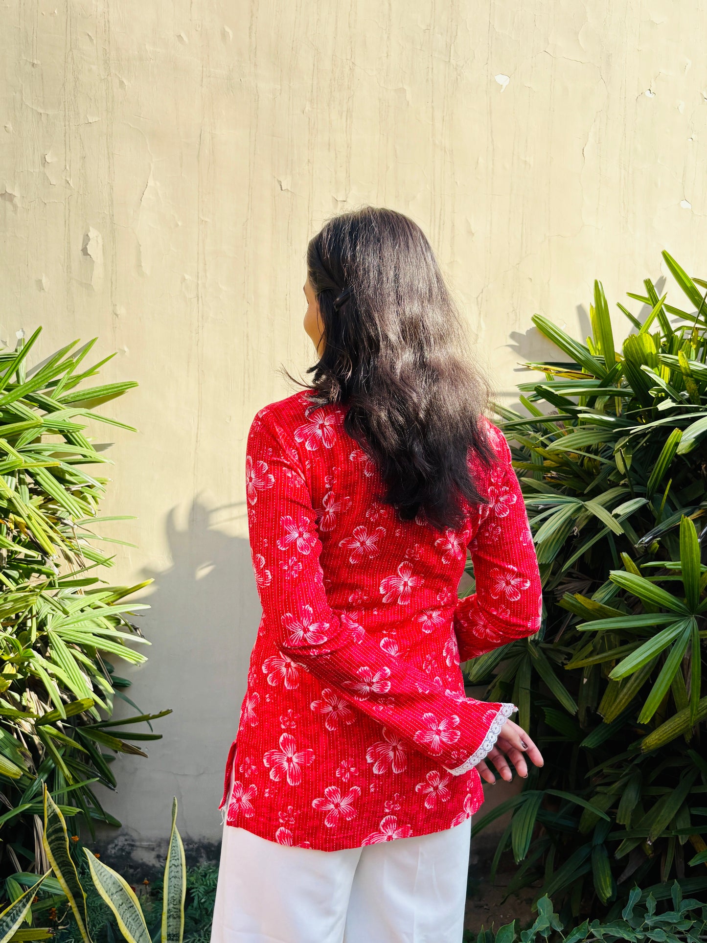 Cherry Red Cotton Kurti
