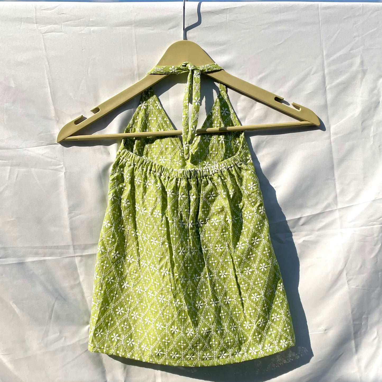 Olive Green Chikan Cotton Top