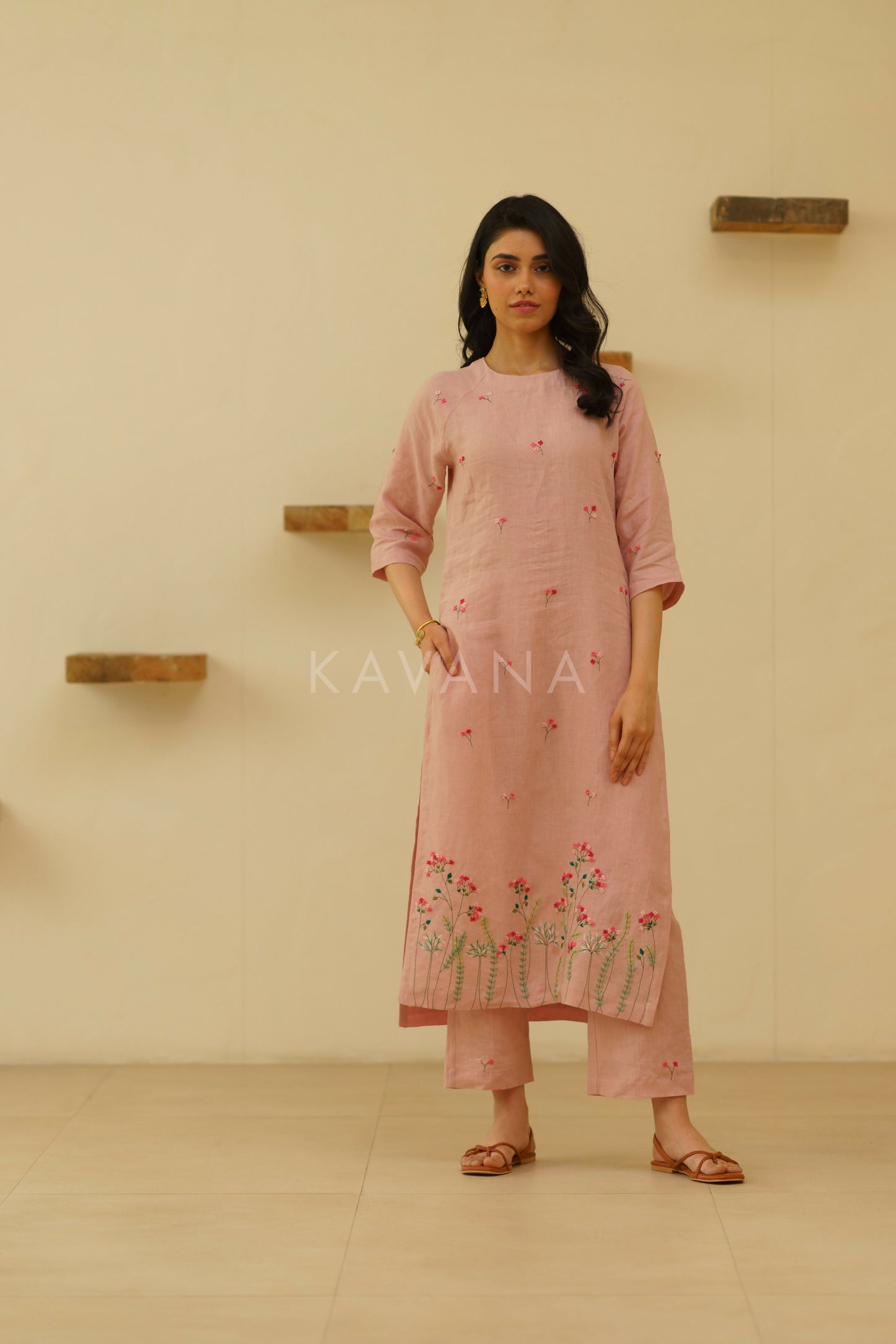 Libas Pink Embroidered Kurta Set