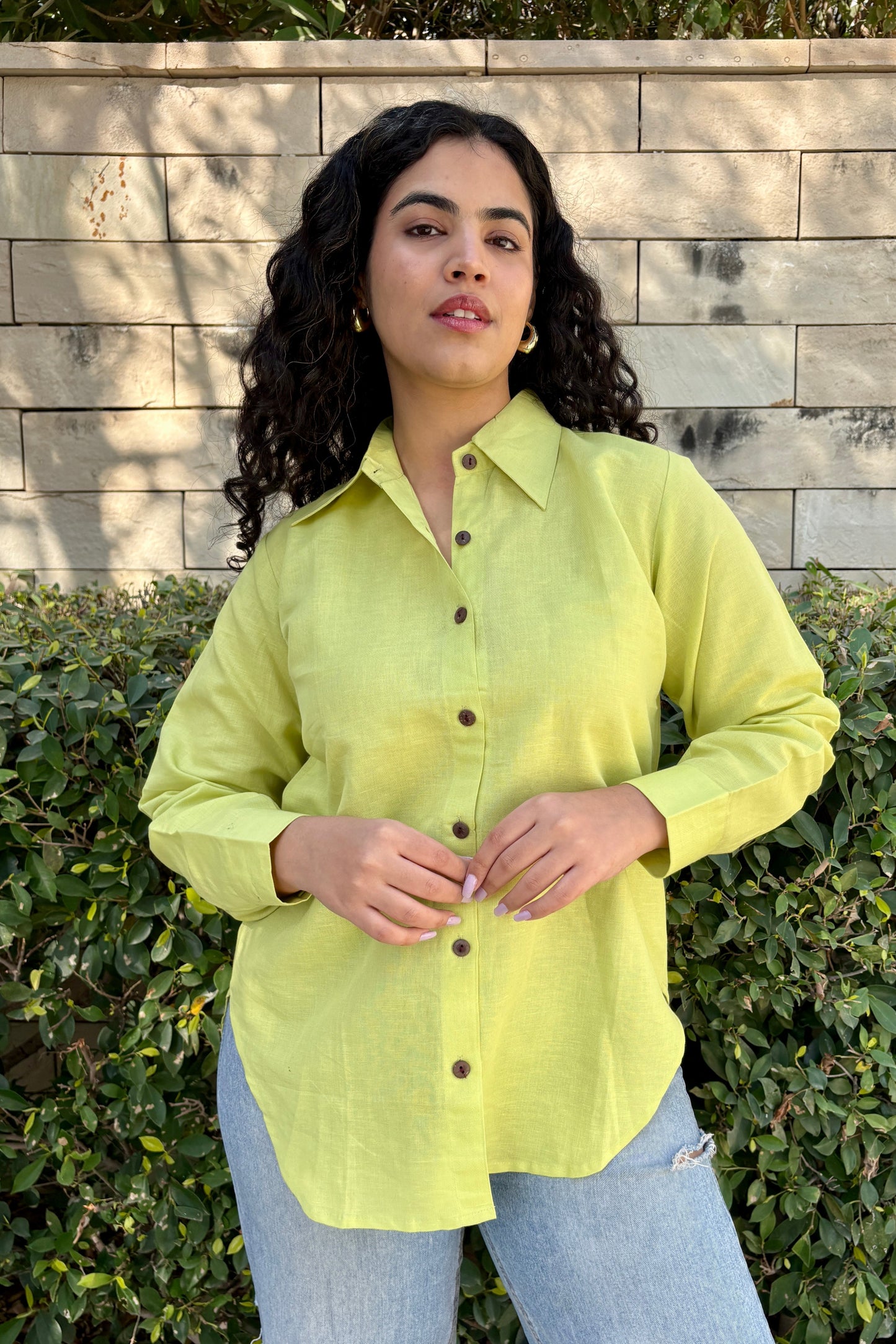 Rozana Linen Shirt- Mint Green