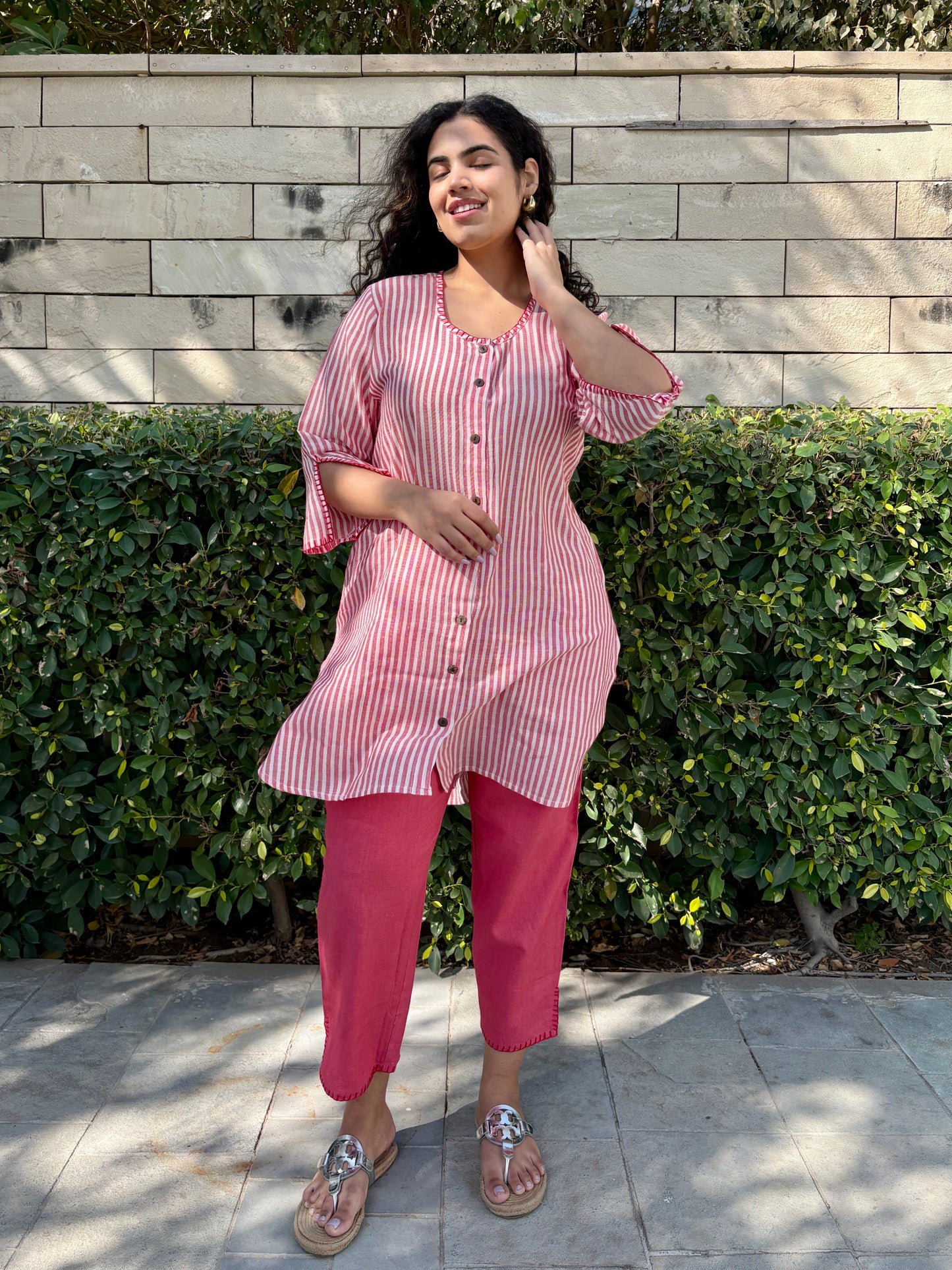 Noori Linen Red Co-ord Set
