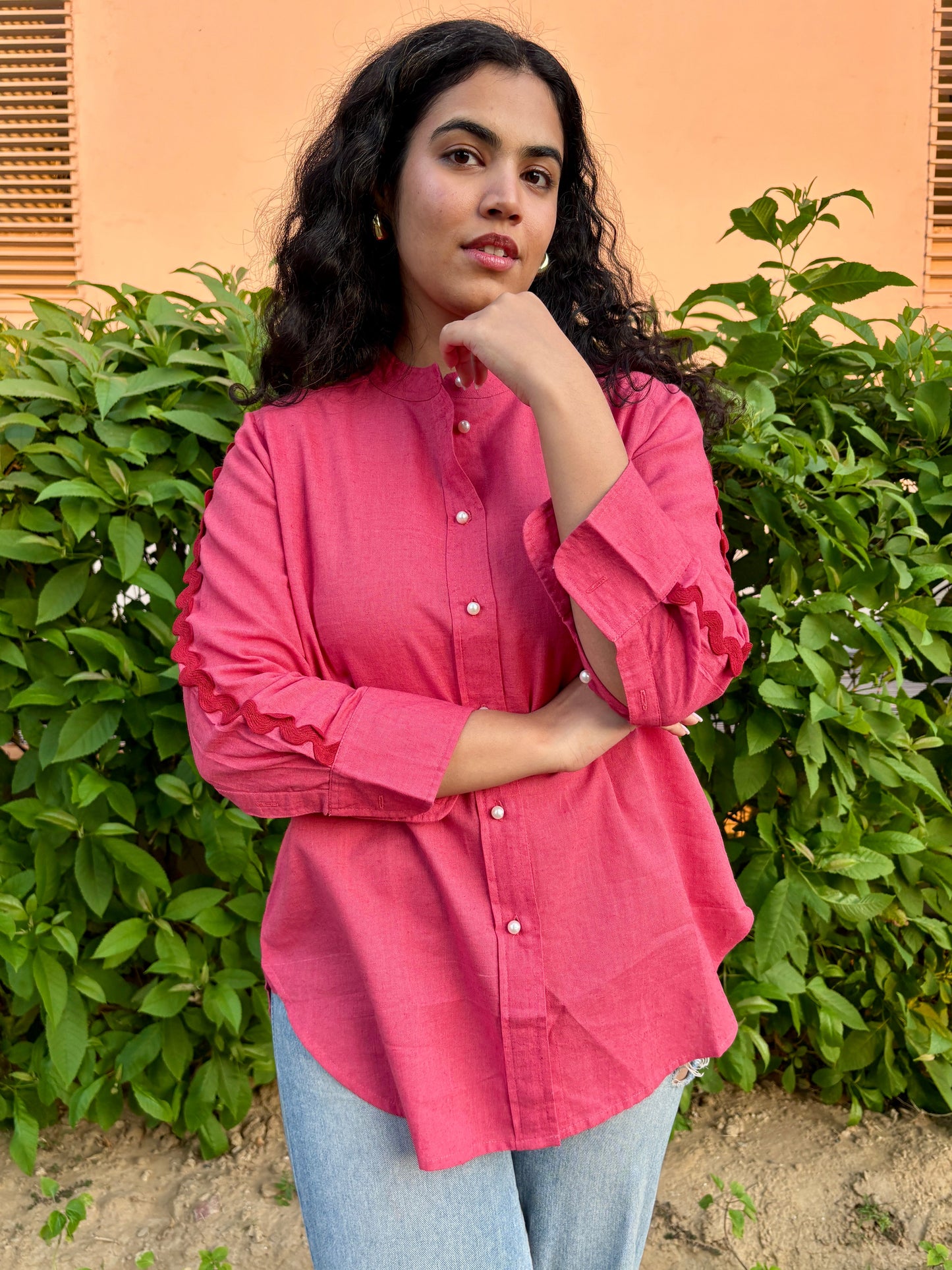 Cherry Red Linen Shirt