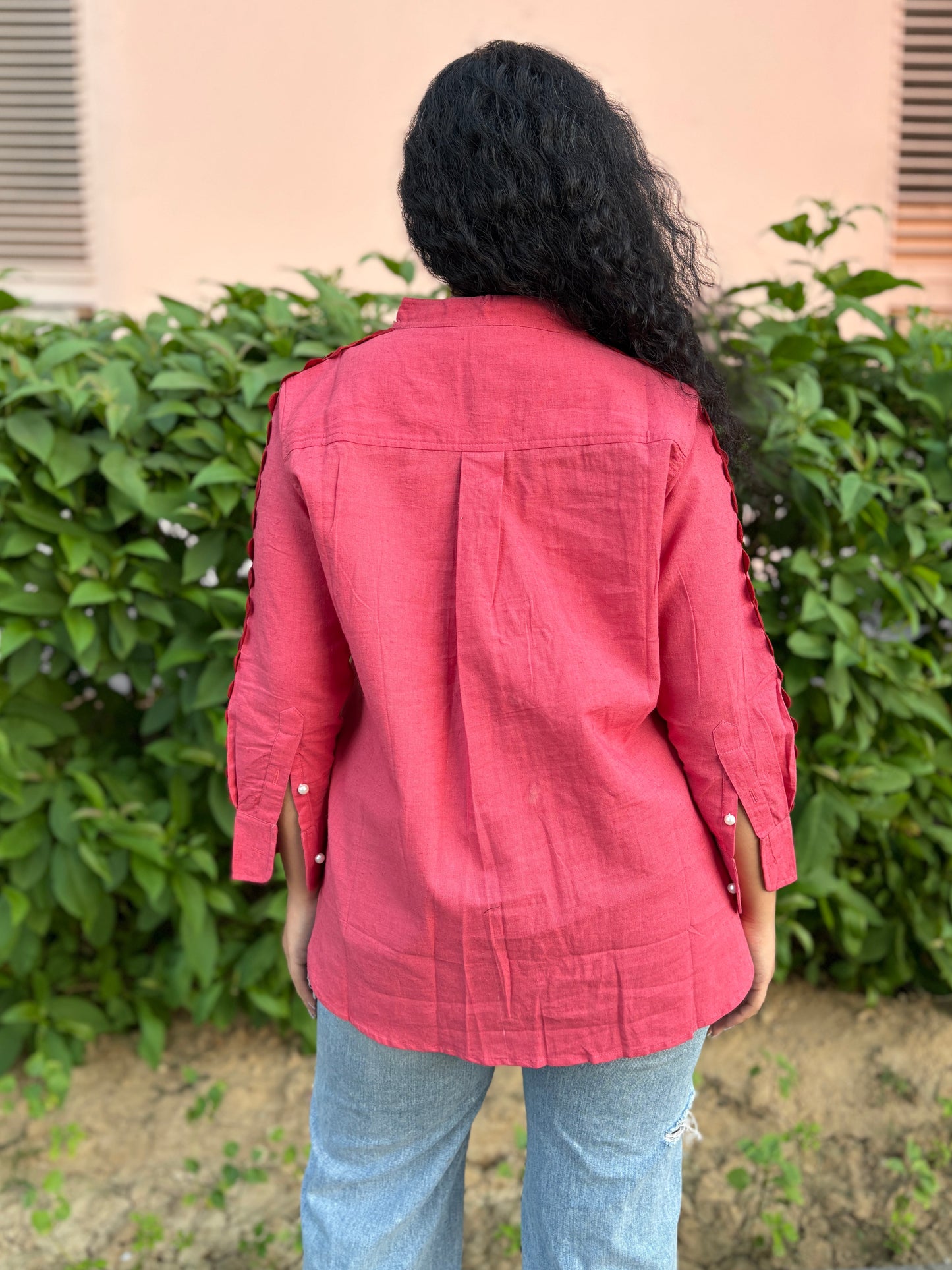 Cherry Red Linen Shirt