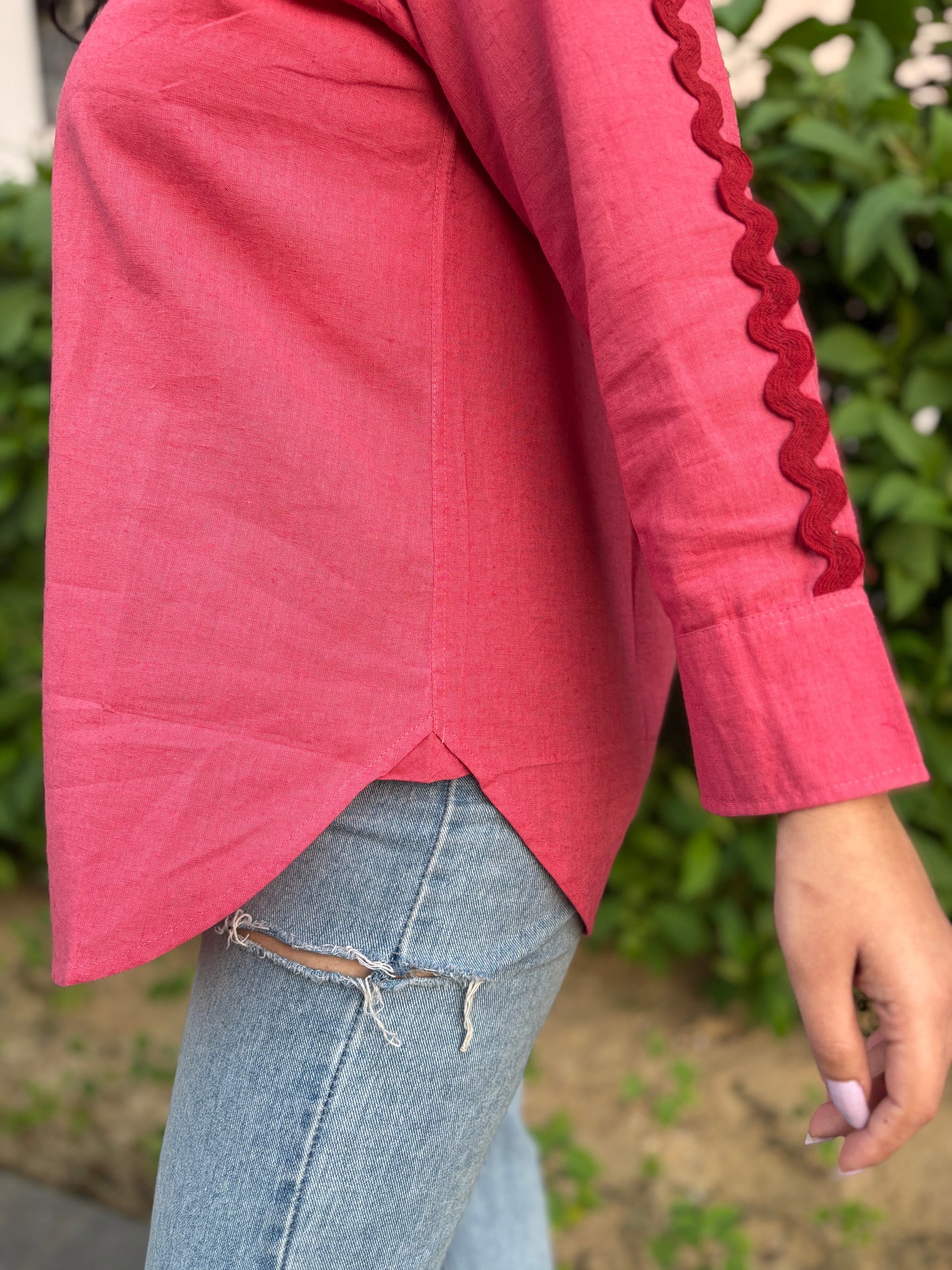 Cherry Red Linen Shirt