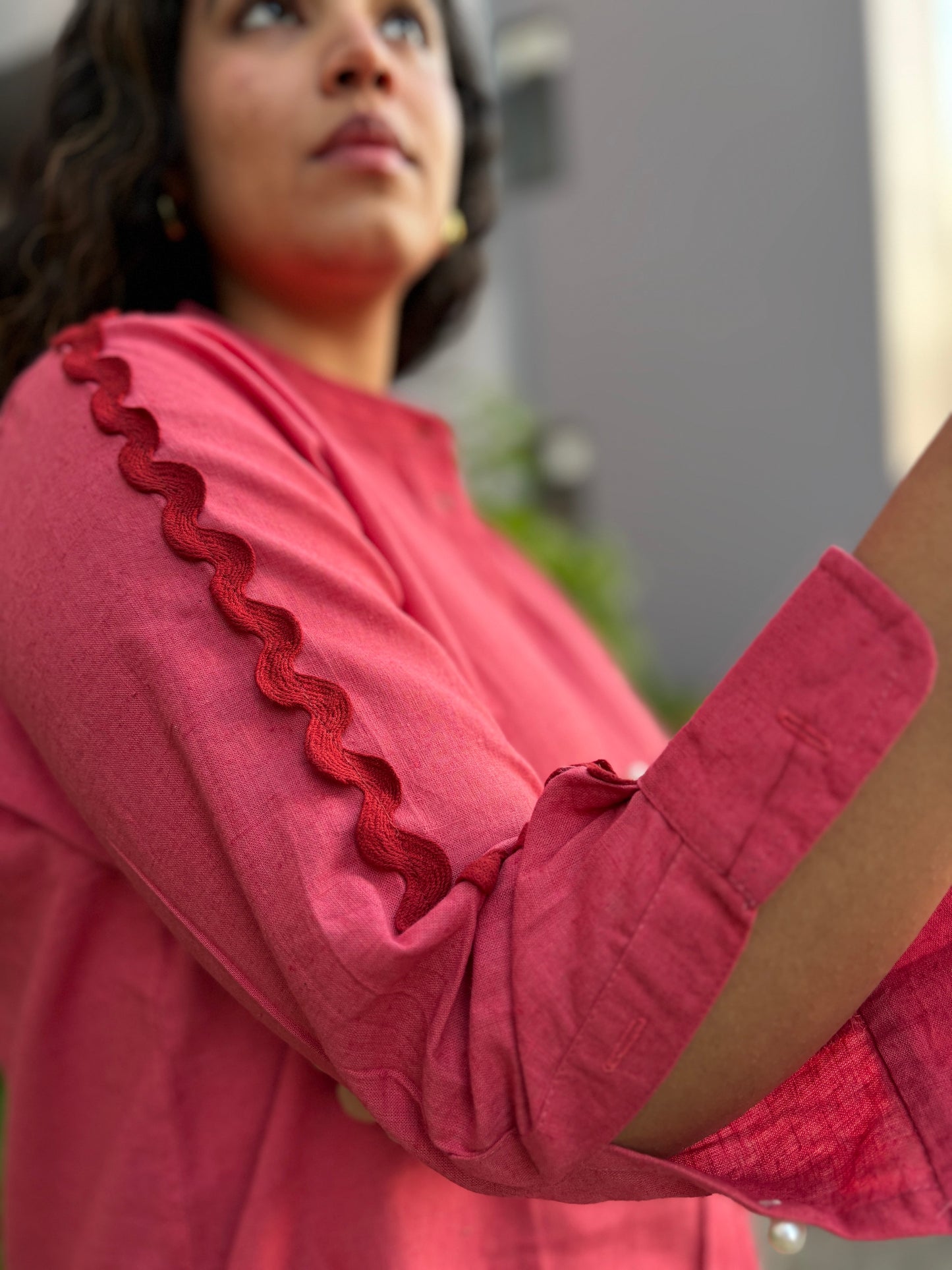 Cherry Red Linen Shirt