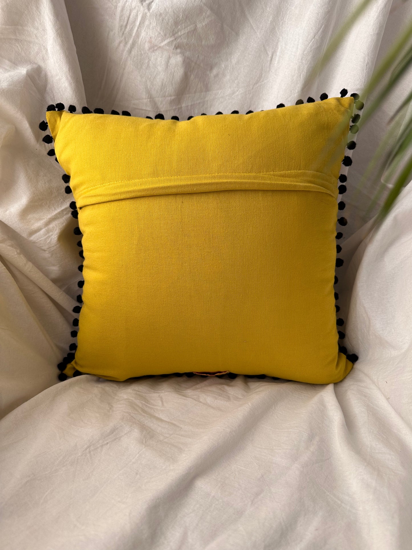 Embroidered Zebra Yellow Cushion Cover
