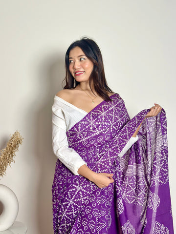 Old School Romance Handblocked Saree
