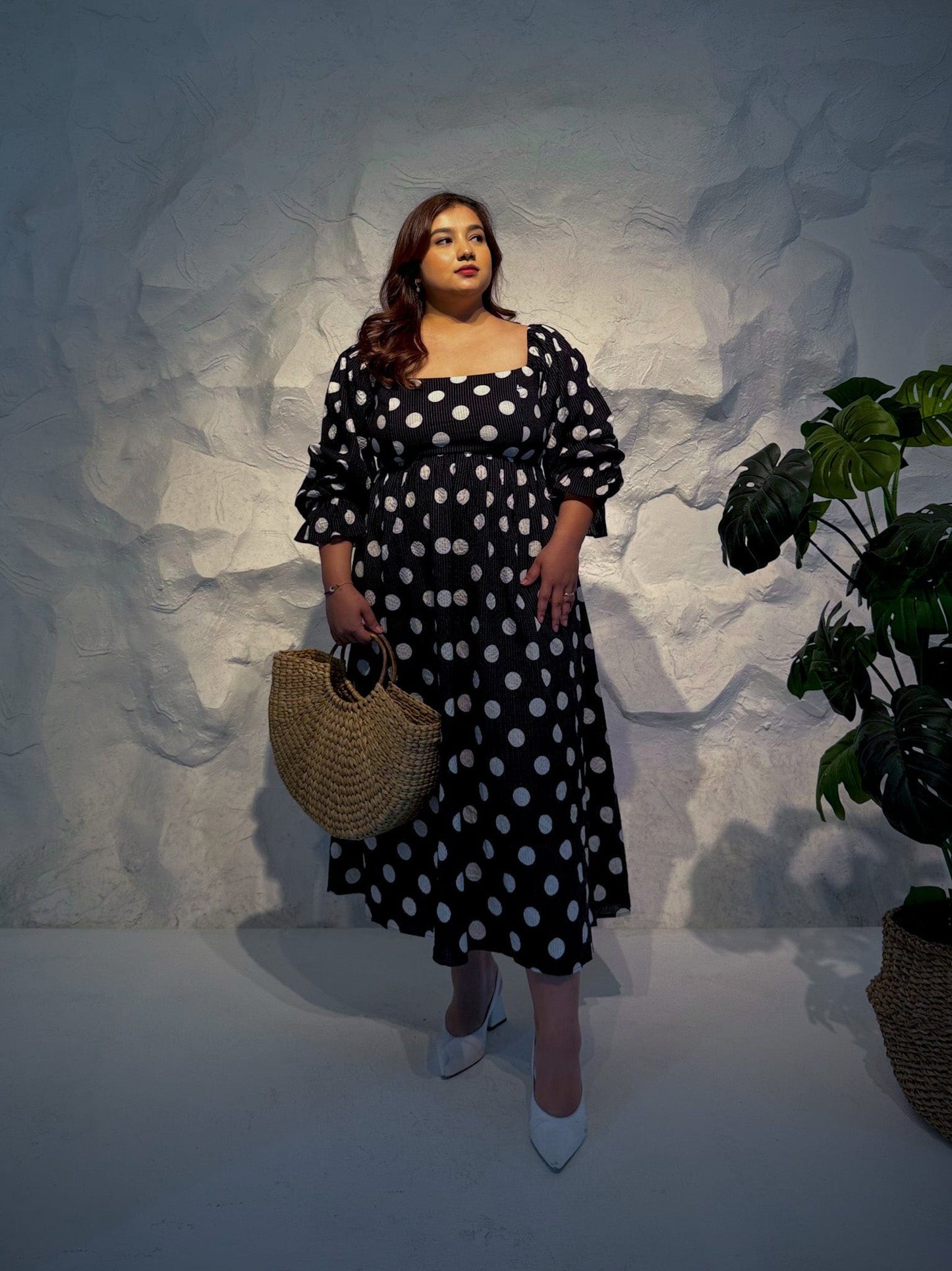 Soleia Polka Dot Midi Dress