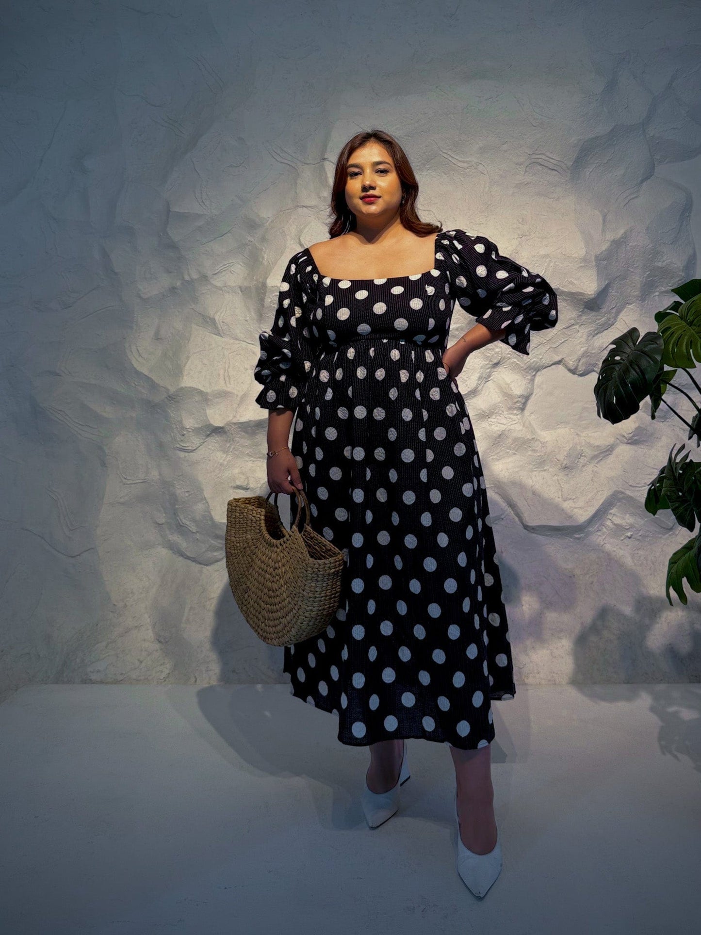 Soleia Polka Dot Midi Dress