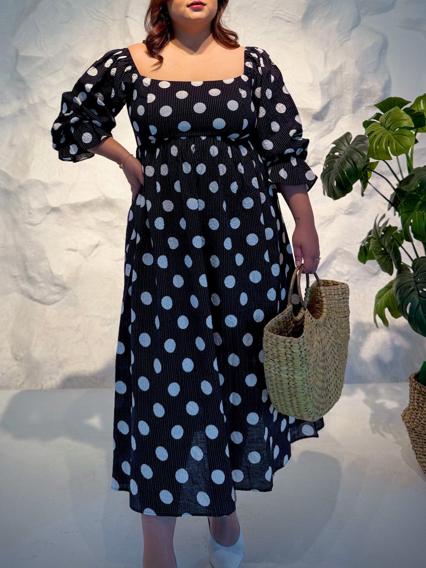 Soleia Polka Dot Midi Dress