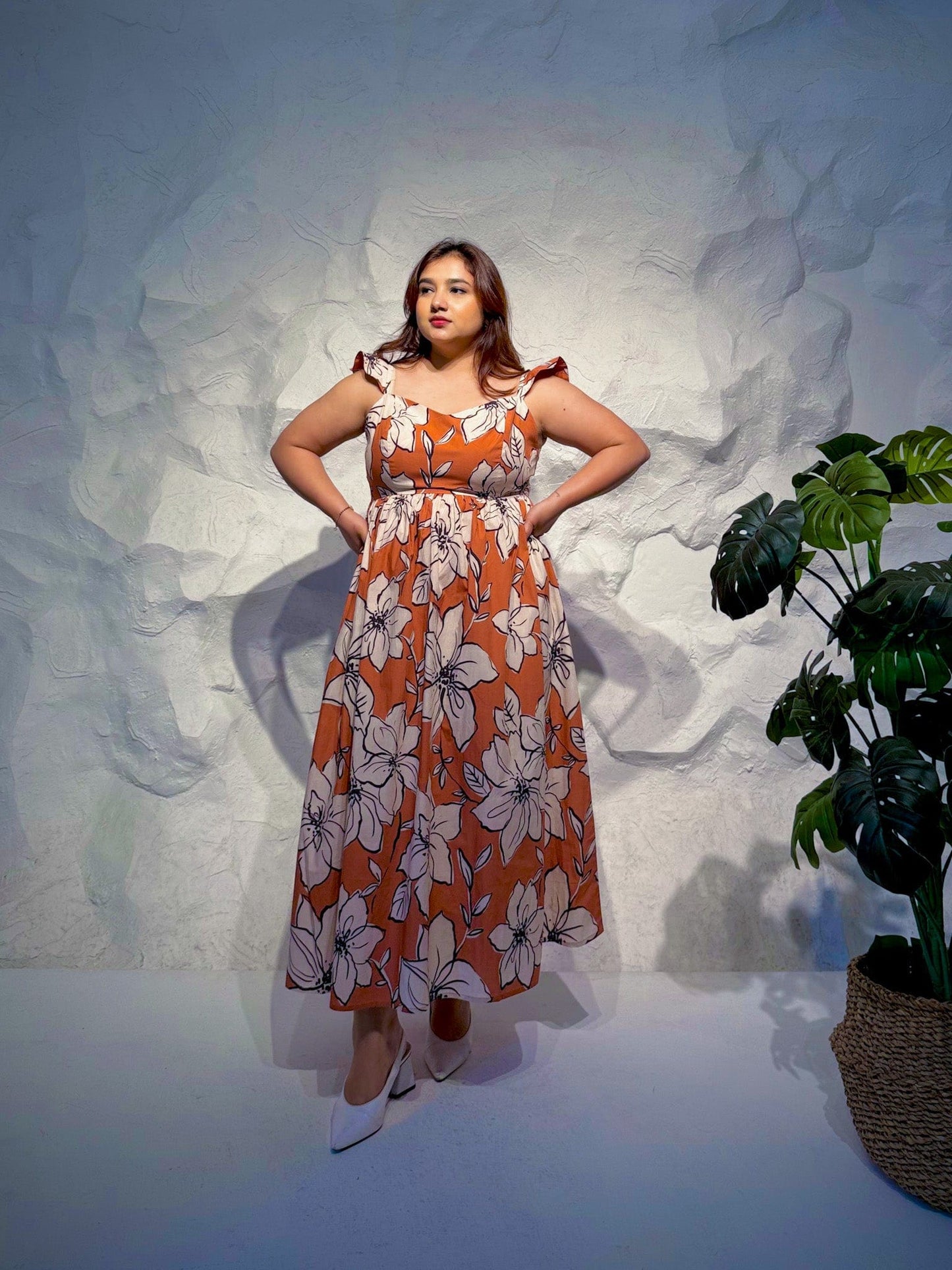 Aurore Floral Printed Maxi Dress with Ruffle Straps