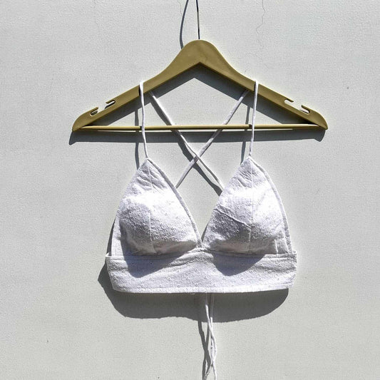 White Chikan Hakoba Cotton Bralette
