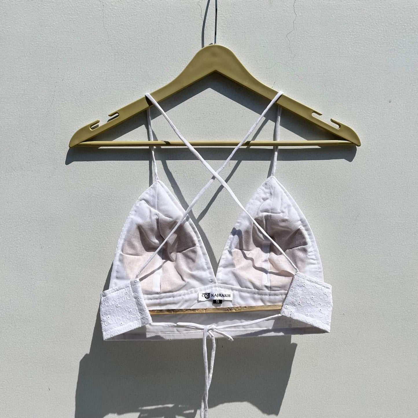 White Chikan Hakoba Cotton Bralette