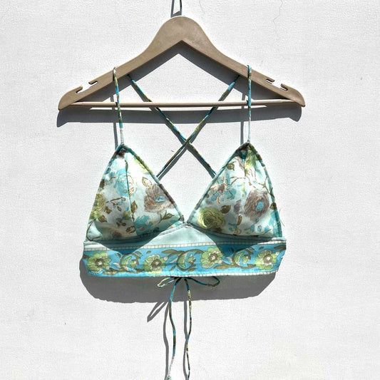 Light Blue Floral Cotton Bralette